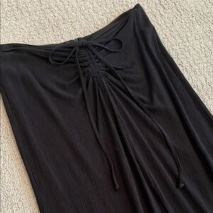 🩷 Skirt Front Tie Front Slit Midi Black Women's 100% Viscose Beach Pool